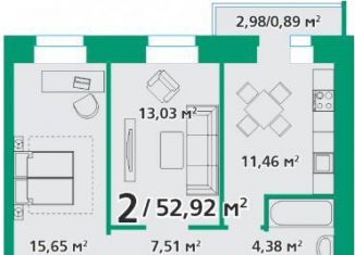 Продажа двухкомнатной квартиры, 52.9 м2, Красноярский край