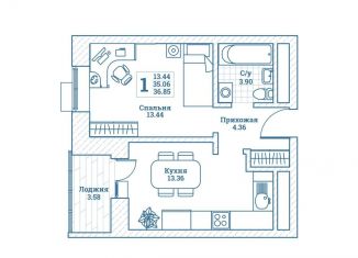 Продажа однокомнатной квартиры, 37 м2, Московская область, улица Генерала Ковачевича, 7к1