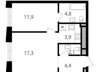 Продам 1-ком. квартиру, 44.4 м2, Москва, район Соколиная Гора