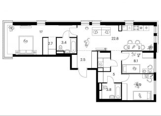 Продажа 3-ком. квартиры, 80.7 м2, Москва, метро Варшавская, жилой комплекс Москворечье, 1.3