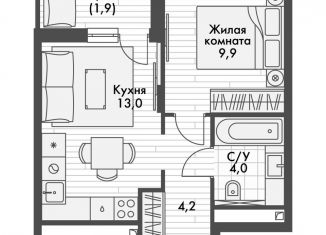 Продам 1-ком. квартиру, 33 м2, поселок Октябрьский