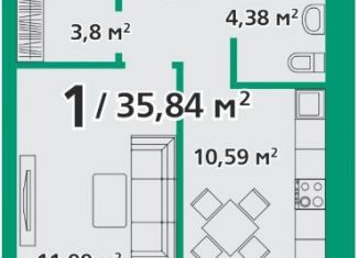 Продам 1-ком. квартиру, 35.8 м2, Красноярский край