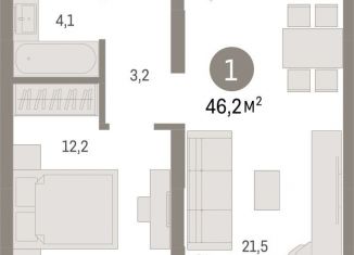 Продается однокомнатная квартира, 46.2 м2, Тюмень, Ленинский округ