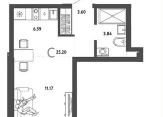 Продается квартира студия, 25.2 м2, Новосибирск