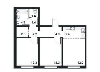 Продажа трехкомнатной квартиры, 58.8 м2, Кировская область, Прибрежный бульвар, 6