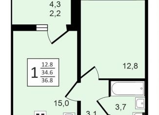 1-ком. квартира на продажу, 36.6 м2, Воронеж