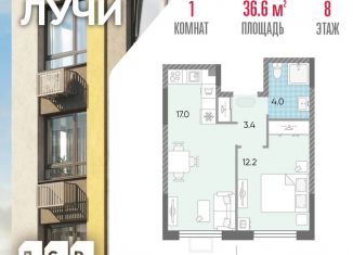 Продам 1-комнатную квартиру, 36.6 м2, Москва, ЗАО