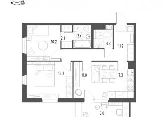 Продам 3-комнатную квартиру, 64.6 м2, Тюмень, Центральный округ, Профсоюзная улица, 49