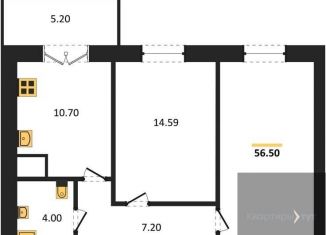 Двухкомнатная квартира на продажу, 56.5 м2, Воронеж, Левобережный район, Цимлянская улица, 10В