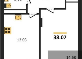 1-комнатная квартира на продажу, 38.1 м2, Воронежская область, Московский проспект, 66