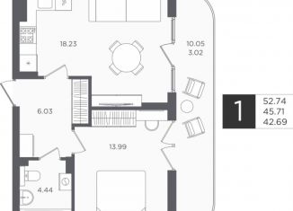 Продаю 1-ком. квартиру, 52.7 м2, Калининградская область, улица Нахимова