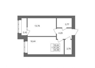 Продаю 1-ком. квартиру, 43.5 м2, Волгоград, Смольная улица, 27А