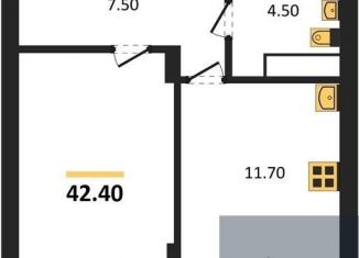 Продаю однокомнатную квартиру, 42.4 м2, Воронеж, Железнодорожный район, бульвар Содружества, 1