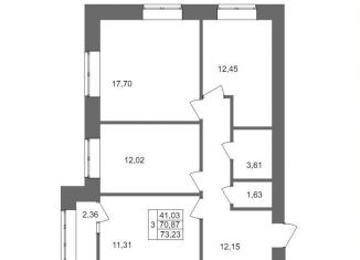 Продажа трехкомнатной квартиры, 73.2 м2, Волгоград, Смольная улица, 27А