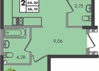 Продаю 2-ком. квартиру, 66.1 м2, Краснодарский край, улица имени Генерала Брусилова, 5лит1.1