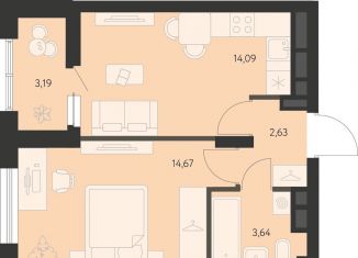 Продается однокомнатная квартира, 36.6 м2, Свердловская область