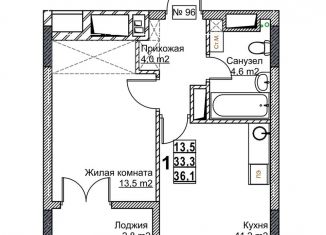 Продажа однокомнатной квартиры, 36.1 м2, Нижний Новгород