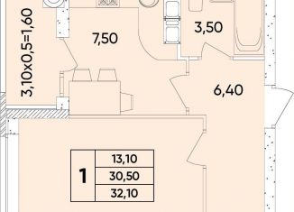 Продажа 1-комнатной квартиры, 32.1 м2, Ростовская область