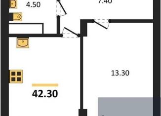 1-комнатная квартира на продажу, 42.3 м2, Воронеж, Железнодорожный район, бульвар Содружества, 1