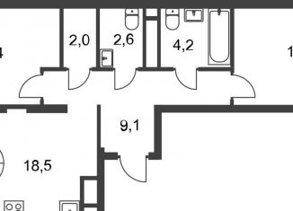 Продается двухкомнатная квартира, 62.3 м2, Москва, деревня Рассказовка, 1