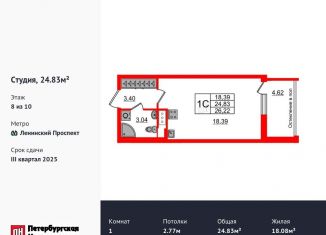 Продажа квартиры студии, 24.8 м2, Санкт-Петербург, Московский район