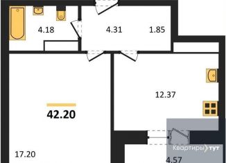 Продам однокомнатную квартиру, 42.2 м2, Воронеж, Ленинский район