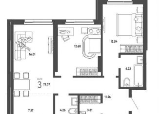 Продам 3-ком. квартиру, 73.6 м2, Новосибирская область