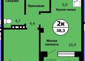 Продажа 2-ком. квартиры, 38.3 м2, Красноярск, Свердловский район, Свердловская улица, 6В