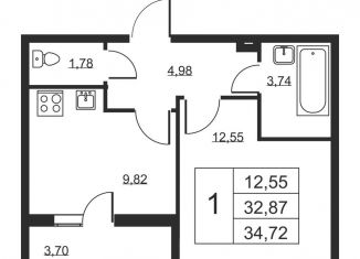 Продаю 1-комнатную квартиру, 34.7 м2, Ленинградская область