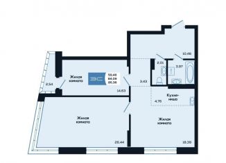 Продается трехкомнатная квартира, 85.4 м2, Новосибирск, метро Студенческая, улица Титова, 48