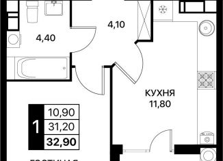 1-комнатная квартира на продажу, 32.9 м2, Ростов-на-Дону