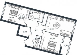 Продажа 2-комнатной квартиры, 63.7 м2, Тверь