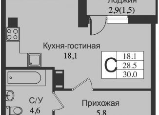 Продам квартиру студию, 31.5 м2, Ленинградская область