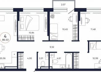 Продается четырехкомнатная квартира, 86.5 м2, Тюменская область