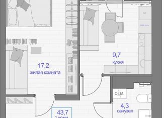 Продается двухкомнатная квартира, 43.6 м2, Красноярск, Апрельская улица, 9