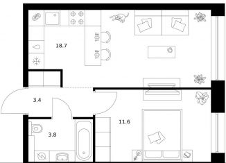 Продажа 1-комнатной квартиры, 37.5 м2, Санкт-Петербург, метро Приморская