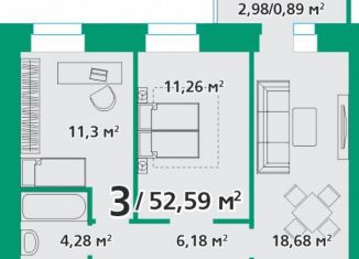 Продаю 3-ком. квартиру, 52.6 м2, посёлок городского типа Берёзовка