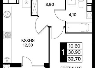 Продажа 1-комнатной квартиры, 32.7 м2, Ростов-на-Дону, Первомайский район