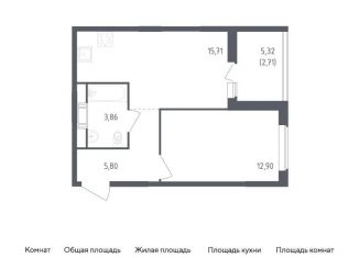 Продажа 1-комнатной квартиры, 41 м2, Ленинградская область, улица Первых, 8к1