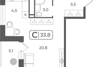 Продажа квартиры студии, 33.9 м2, Тюмень, Ленинский округ