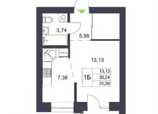 Продается 1-ком. квартира, 31.4 м2, Татарстан