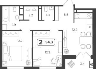 Продаю 2-ком. квартиру, 55.4 м2, Тюменская область, Холодильная улица