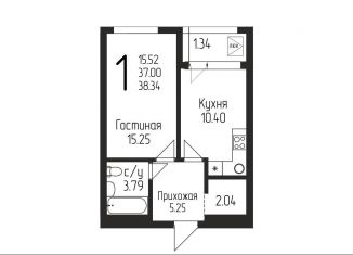 Продажа 1-комнатной квартиры, 38.3 м2, Уфа, Бородинская улица, 19