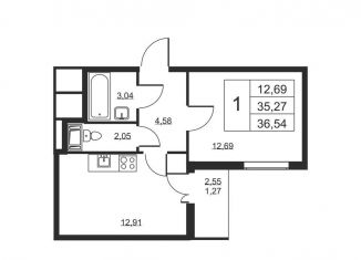 Продажа 1-комнатной квартиры, 36.5 м2, Ленинградская область