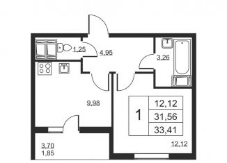 Продажа 1-комнатной квартиры, 33.4 м2, Ленинградская область