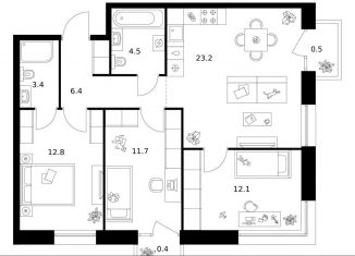 Продается 3-ком. квартира, 75 м2, Санкт-Петербург, метро Приморская