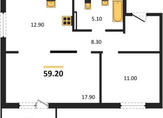 2-ком. квартира на продажу, 59.2 м2, Новосибирская область, Кедровая улица, 80/3