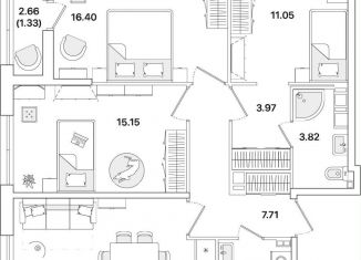 Продам трехкомнатную квартиру, 81.8 м2, Санкт-Петербург, метро Гражданский проспект