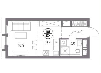 Продам квартиру студию, 27.4 м2, Москва, ЦАО, улица Фридриха Энгельса, 56с1