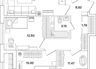 3-комнатная квартира на продажу, 77.8 м2, Санкт-Петербург, метро Академическая